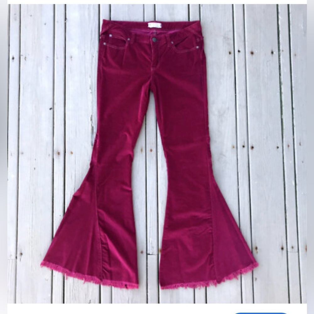 Stylish Burgundy Flare Pants - Picture 3 of 9